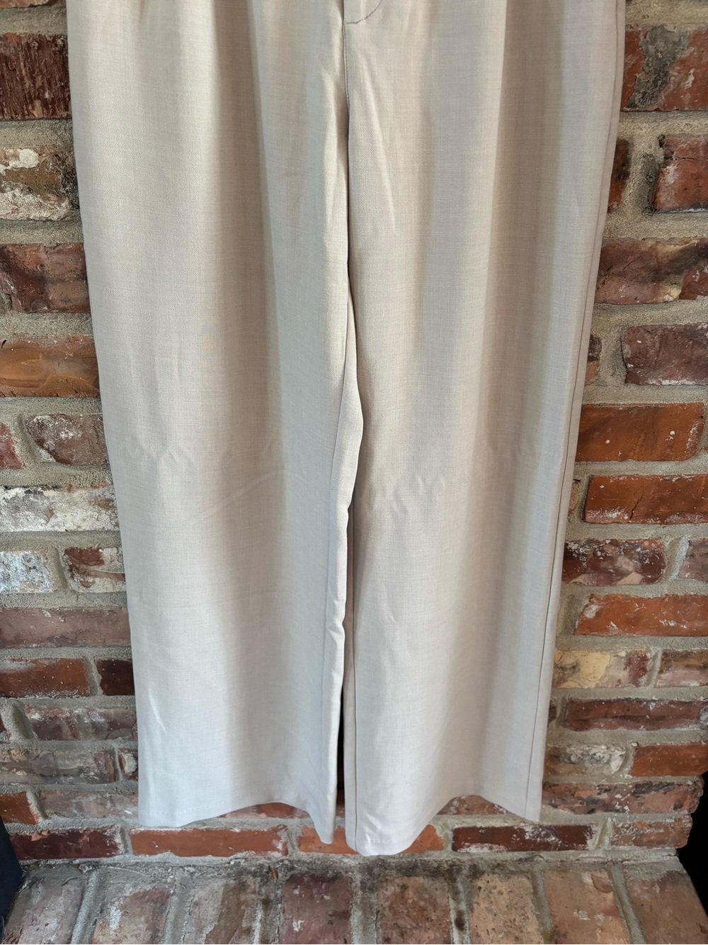 Abercrombie Ivory Pleated Wide Leg Trouser Pants, Small Long - Picture 4 of 8